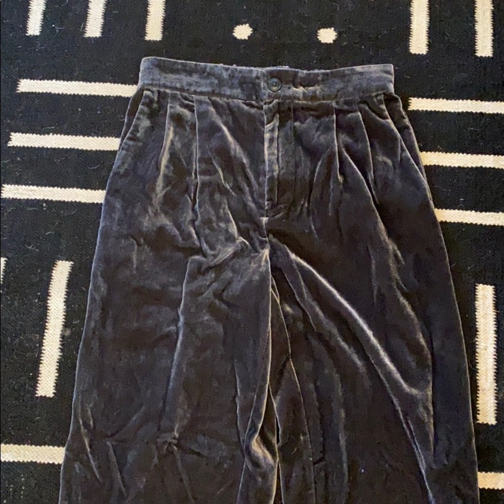Grey crushed velvet pants